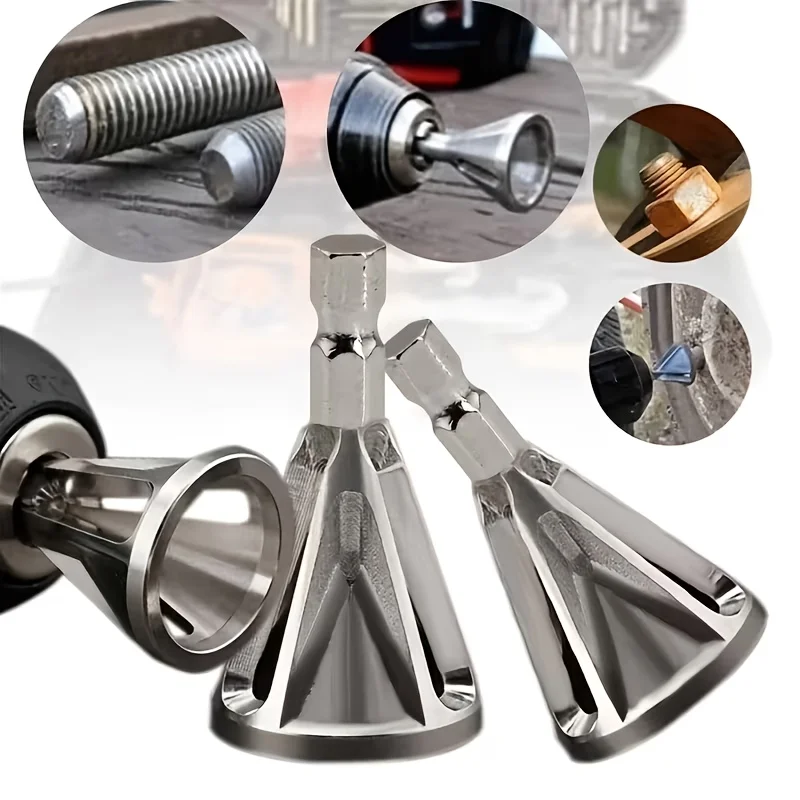 Heavy metal deburring and chamfering tool - drill bit (manual) with hexagonal shank, adjustable chamfering