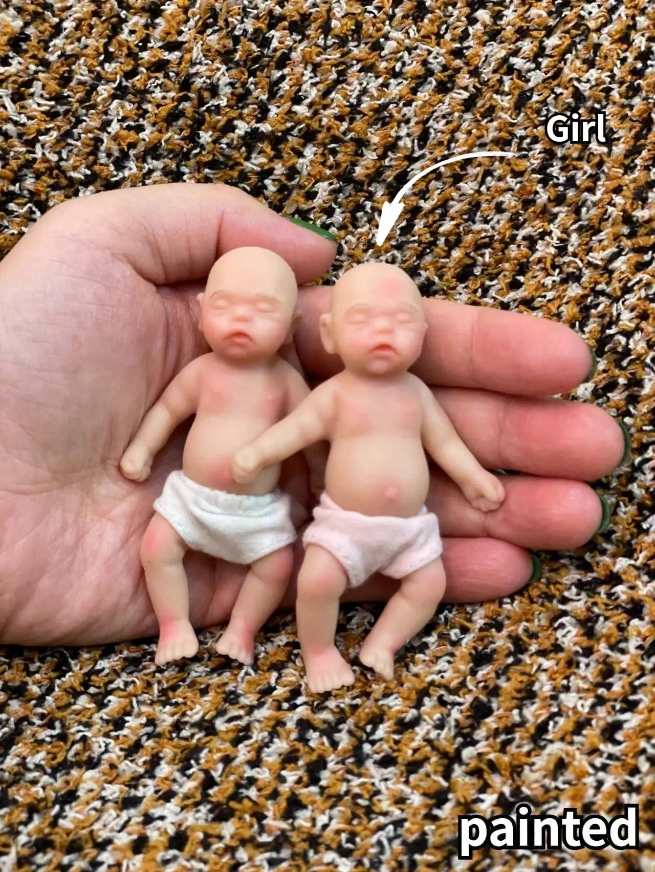 Saskia 1-delige mini-siliconen herboren pop van 3,15 "/8 cm |   Realistische palmformaat massieve siliconen pop |   Geschilderd speelgoed voor pasgeboren meisje/jongen