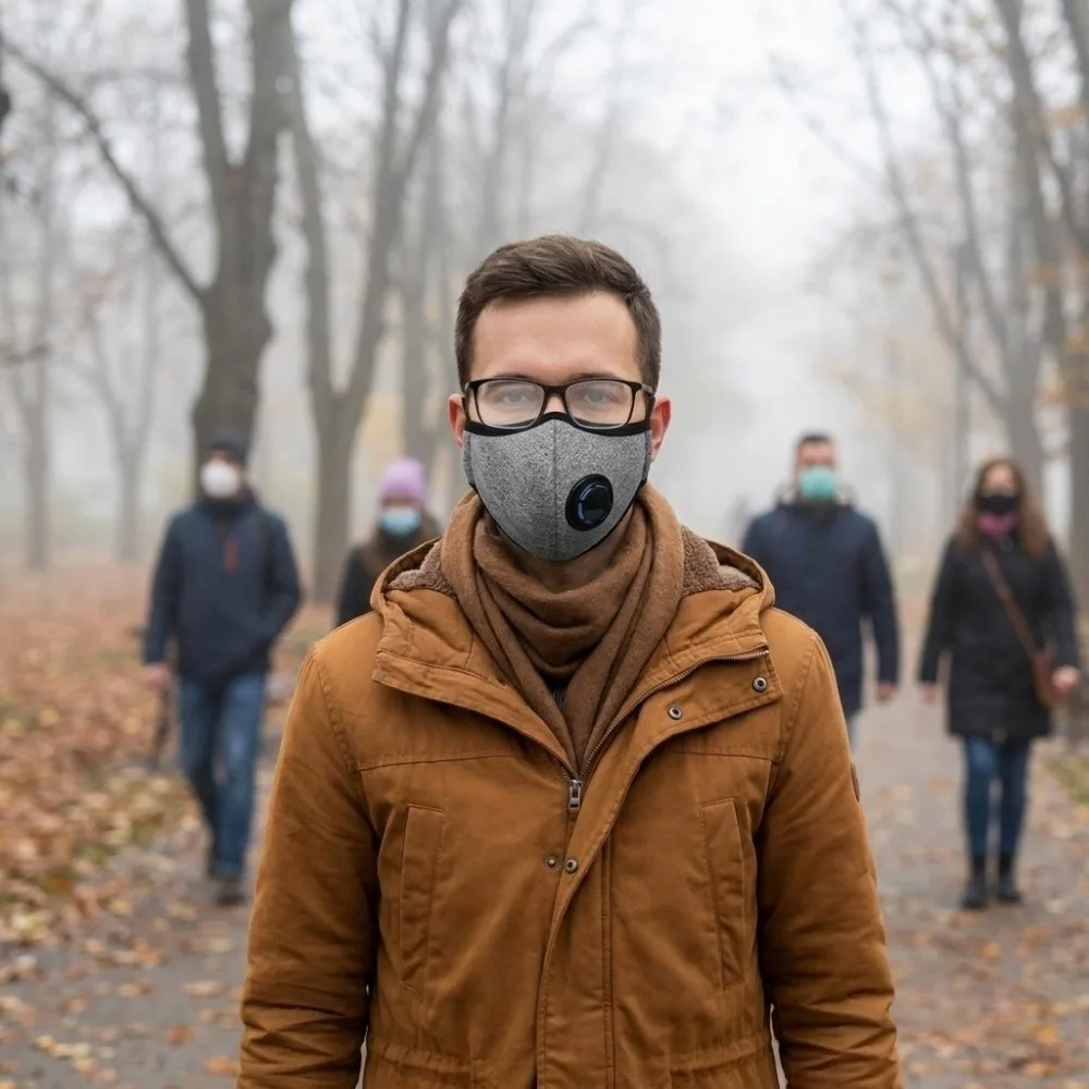 Fashion Windproof Face Mask Filter Pluggable Gasket Cycling Protective Mask Breathable Anti Fog Breathing Valve Mask Outdoor