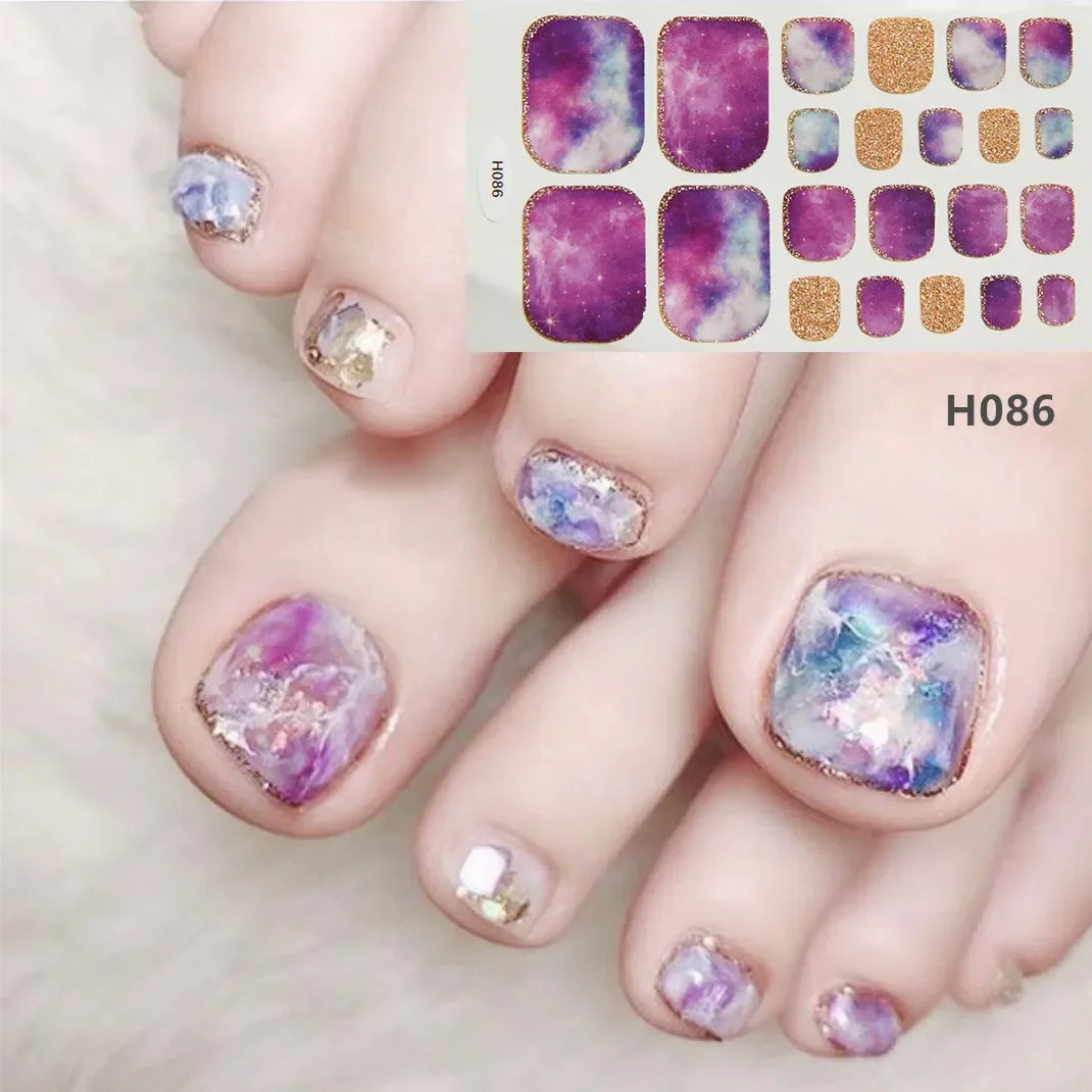 Baking Free Summer Beach Toenail Stickers Toe Nail Wraps Art Polish Stickers Self-adhesive False Nail Design Manicure for Women