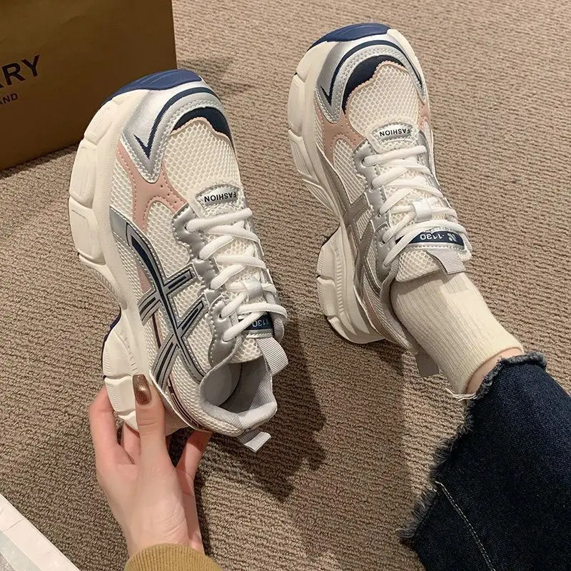 

Women's Chunky Sneakers Spring and Autumn Soft Sole Mesh Running Shoes for Students Casual Fashion Lace Up Footwear