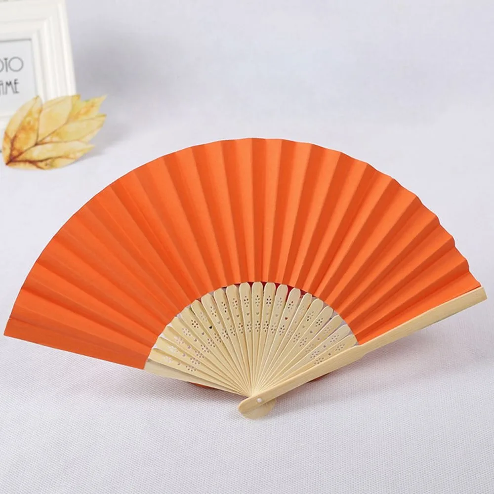Vintage Bamboo Chinese Style Party Gifts Solid Color DecorationTool Hand Held Fan Photo Prop Tool Dance Fan Folding Paper Fan