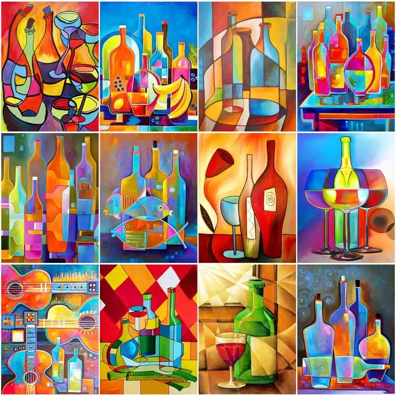 

CHENISTORY Oil Painting By Numbers Abstract Bottle Drawing On Canvas Pictures By Numbers Painting Wall Art