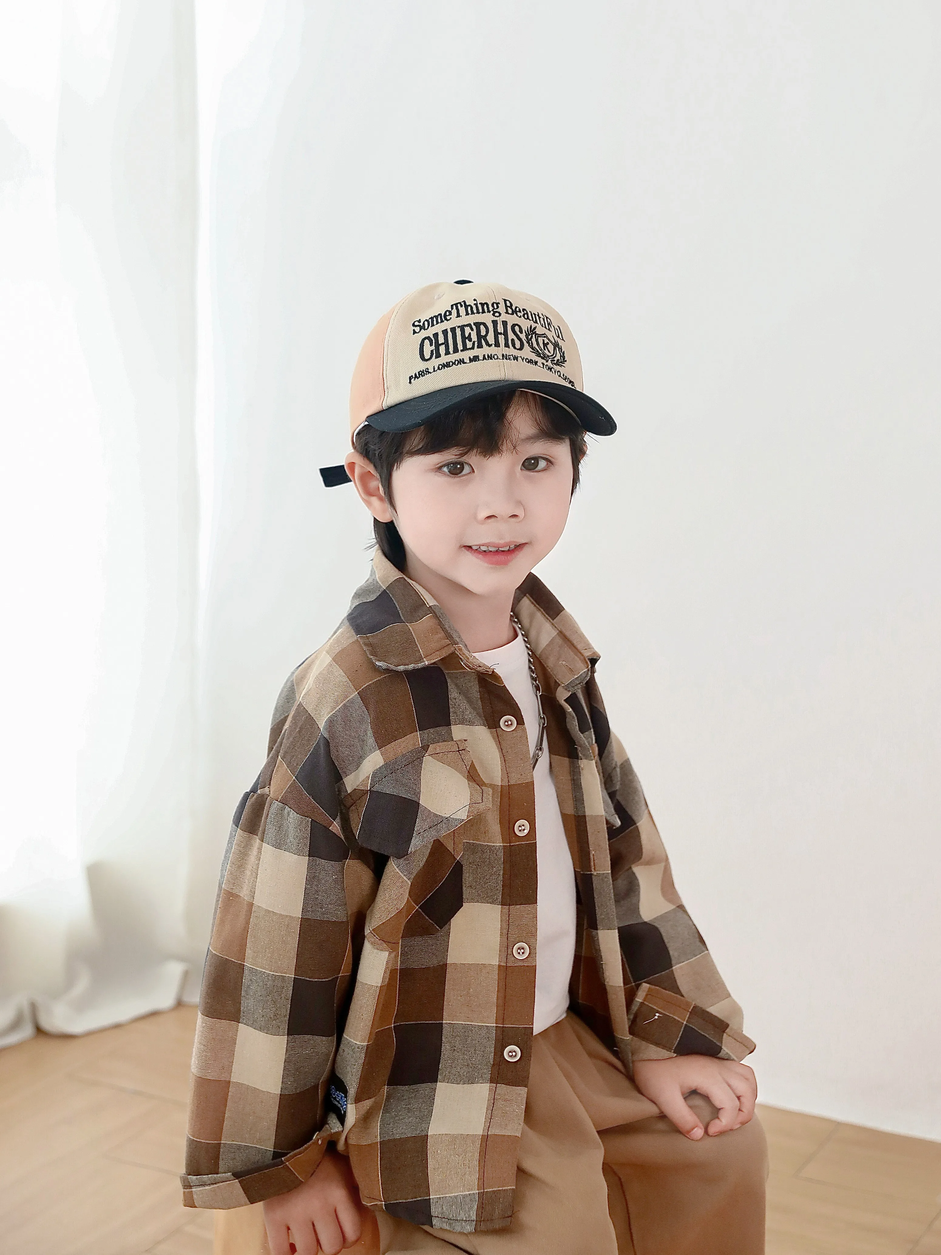 New Baby Embroidery Letter Splicing Baseball Hat Boy Fashion Hats Cotton Girl Peaked Cap Kid Sunscreen Caps Toddler Casual Cap