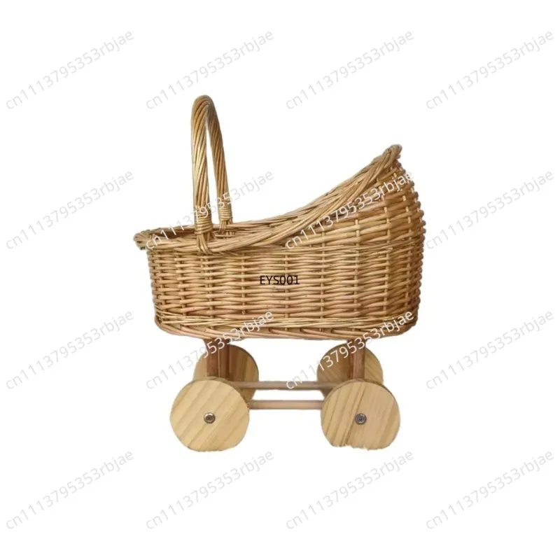 Rattan Bassinet Style Trolley Basket Newborn Photo Shoot Props Baby Full Moon & Birthday Gift
