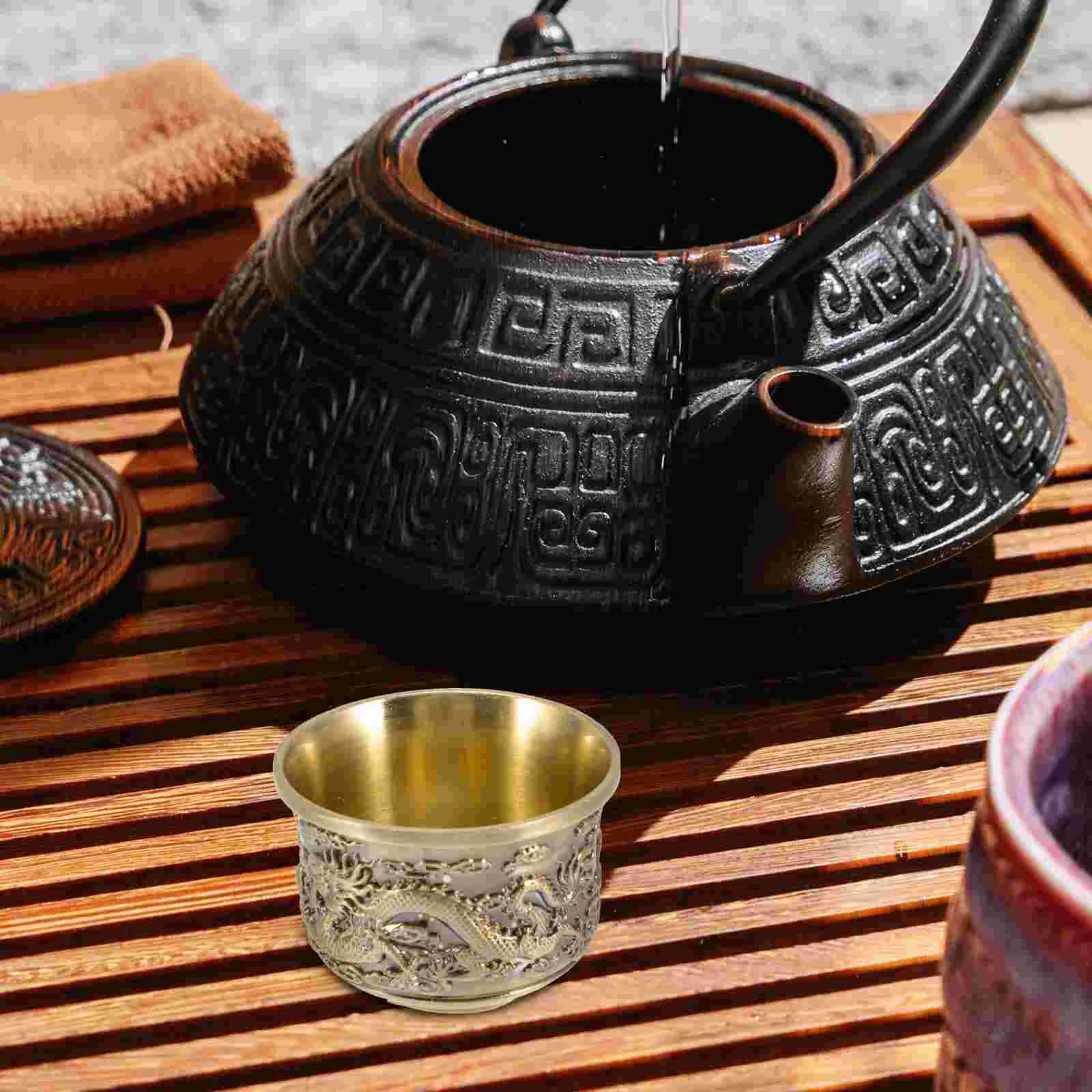 

Dragon and Phoenix Cup Tea Alloy Drink Kungfu Teacups Coffee Dispenser Convenient Zinc Retro Office The Table Espresso