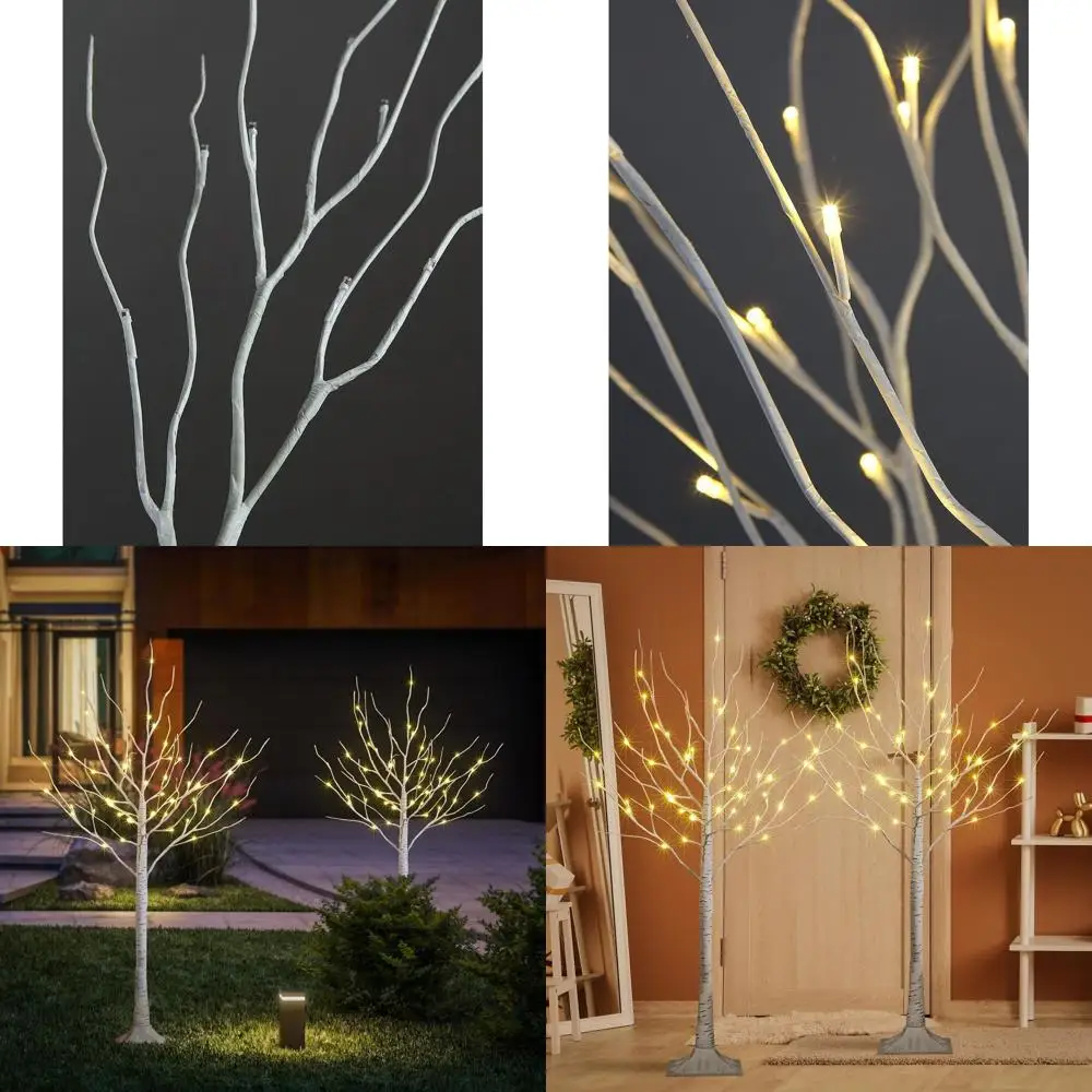 

Set of 2 4ft 48-LED Birch Trees, Warm White Lights, Ideal for Holiday and Christmas Decor, Suitable for Indoor & Outdoor