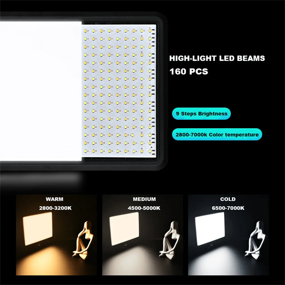 8 Inch Led Photography Video Light 2800K-7000K Panel Lighting Photo Studio Lamp Kit for Shoot Live Streaming Fill Studio Lights