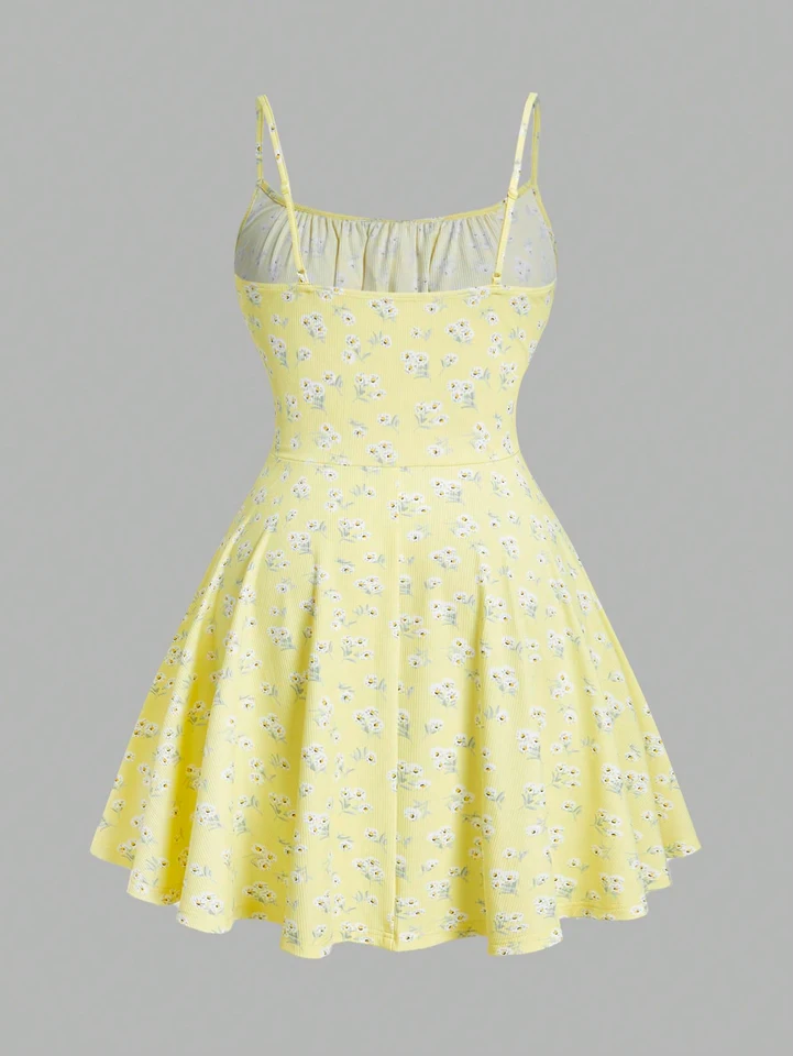 Vestido Camisero Elegante Sin Mangas con Tirantes Finos y Estampado Floral 2