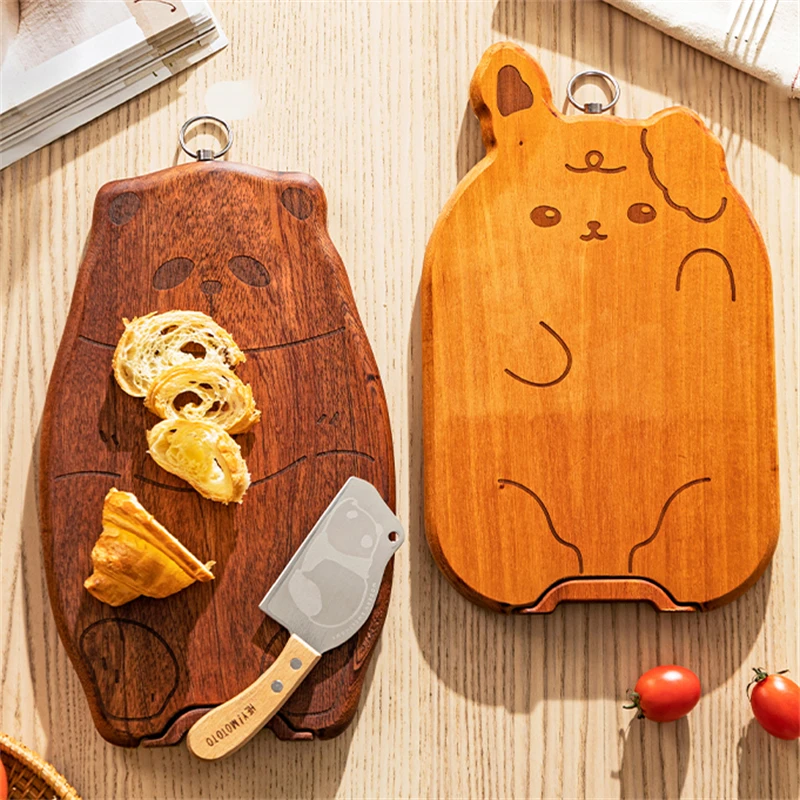 Cute Panda Printed Vegetable Board Solid Wood Auxiliary Food Cutting Board Mold proof And Antibacterial Kitchen Cutting Board