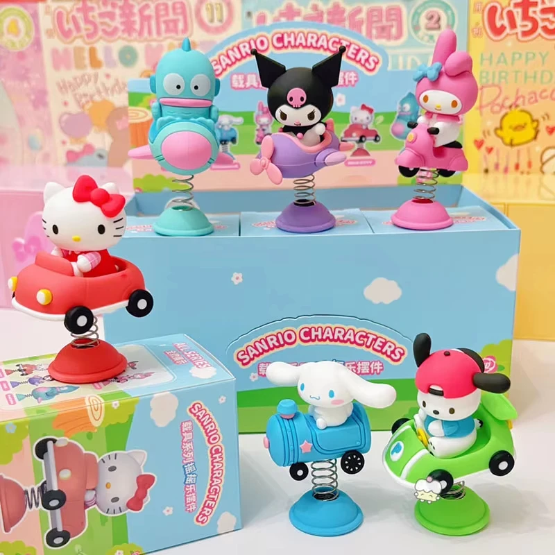 Decoración de coche de dibujos animados Hangyodon Cinnamoroll Kuromi Pom Purin Pochacco My Melody Swing Freely Series figuras coleccionables regalo