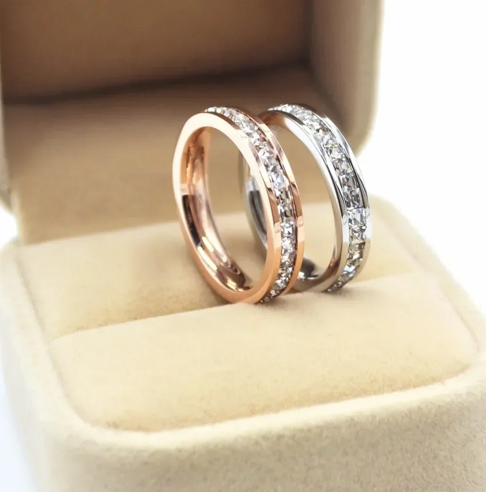 stainless steel rose gold endless engagement wedding ring best gift for women