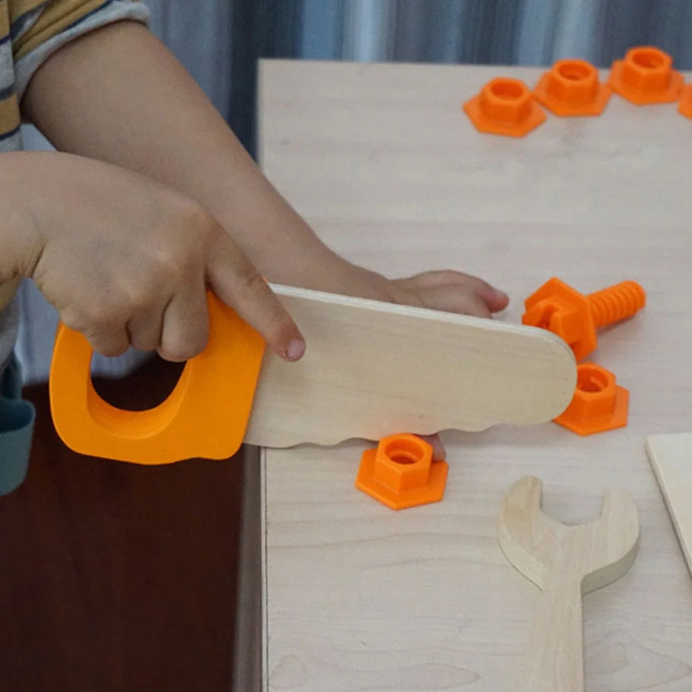

4pcs Wooden Tool Set For Kids Pretend Play Construction Montessori Learning Toddler Hammer Saw Screwdriver Fake Tools