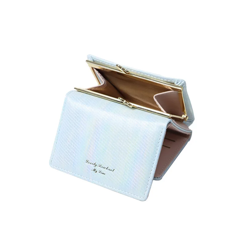 New Streamer Laser Wallet，Multifunctional Women's Coin Purse，High-end Short StyleinsWind Clip Card Holder，Anti-theft swiping，Val