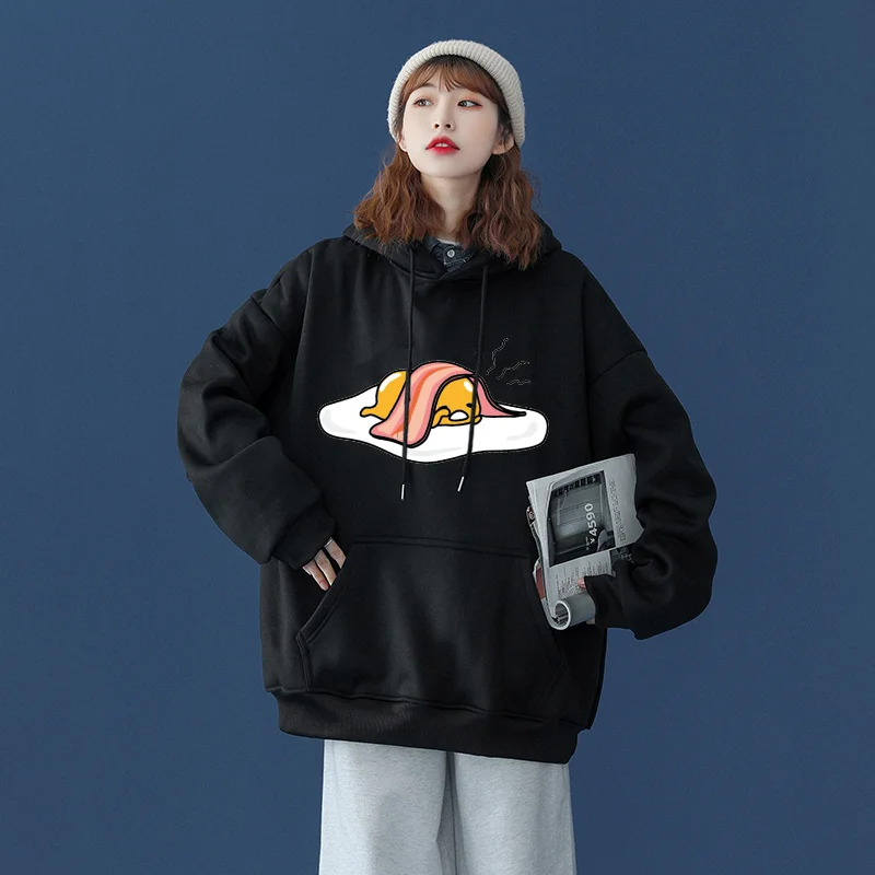 Sanrio Gudetama Men Women Hoodies Casual Hip Hop Streetwear Long Sleeves Sweatshirts Boys Girls Autumn Tops Coats Sanrio Keroppi