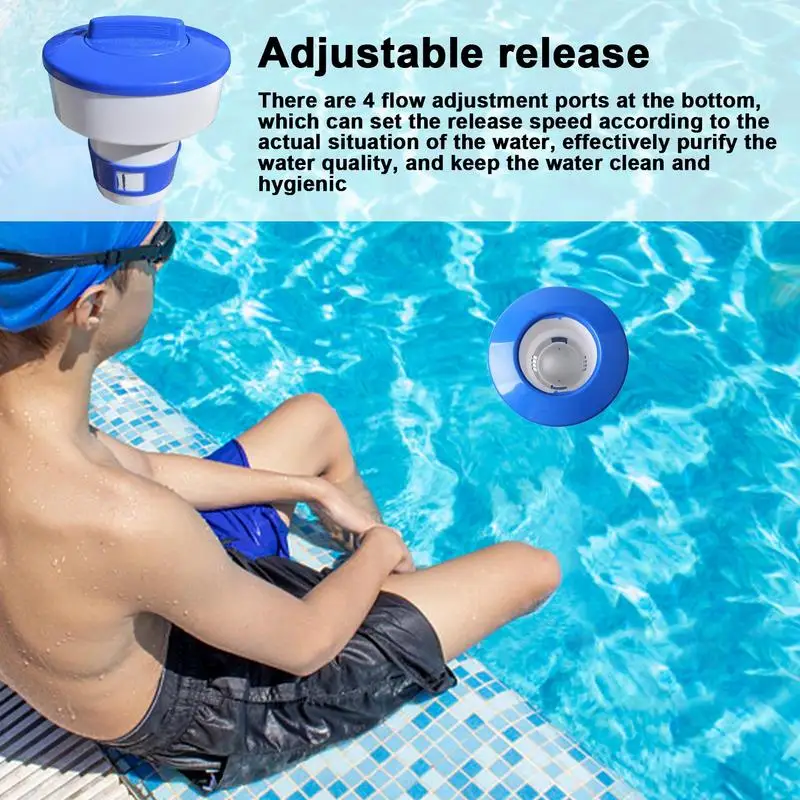 Floating Pool Automatic Chlorine Tablet Dispenser Pool Spa Floating Pill Disinfecting Box Floating Chlorine Dispenser Pool Clean