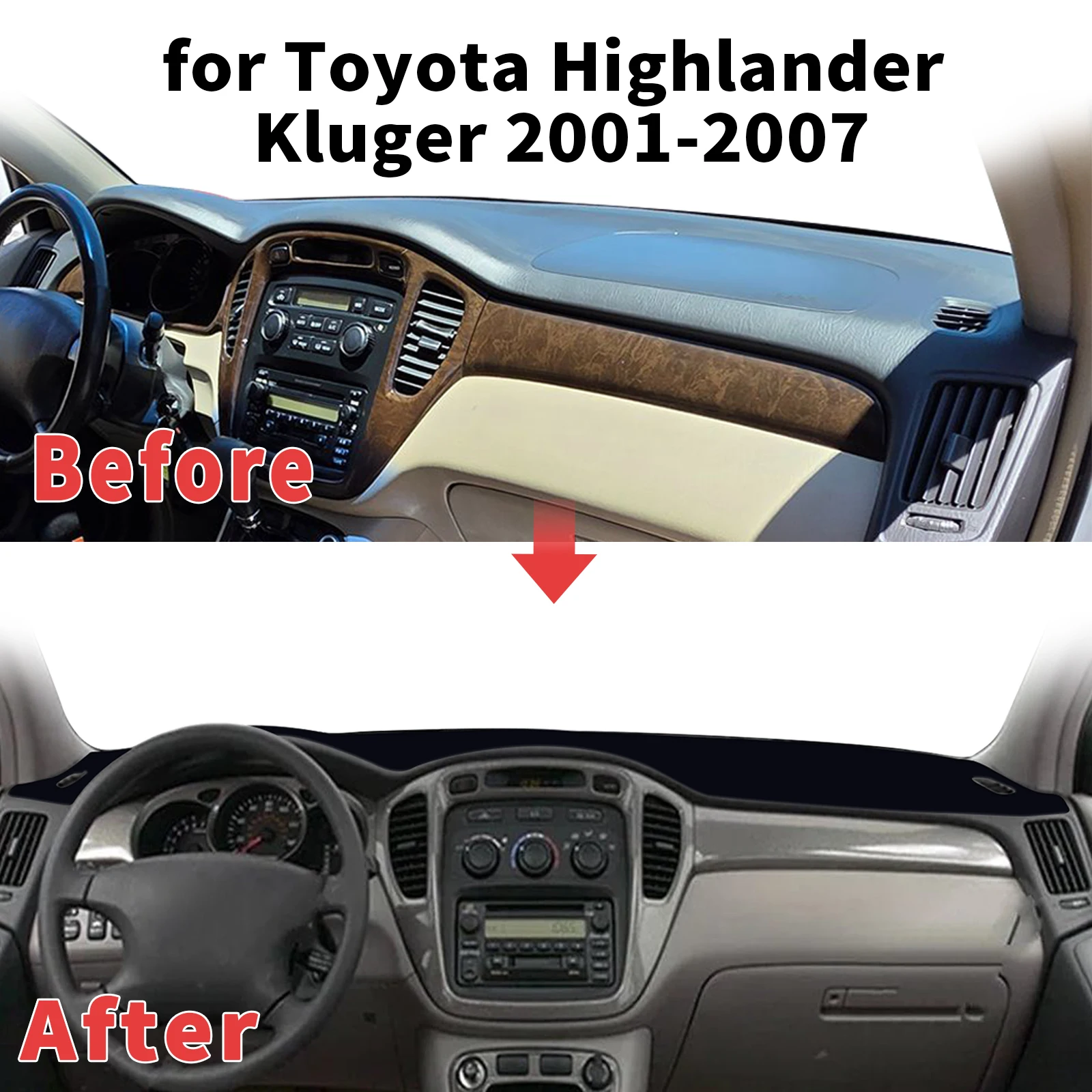 

for Toyota Highlander Kluger 2001-2007 XU20 Dashboard Cover Sun Shade Protector Dashmat Anti-Glare UV Block Carpet Mat Dash Mat