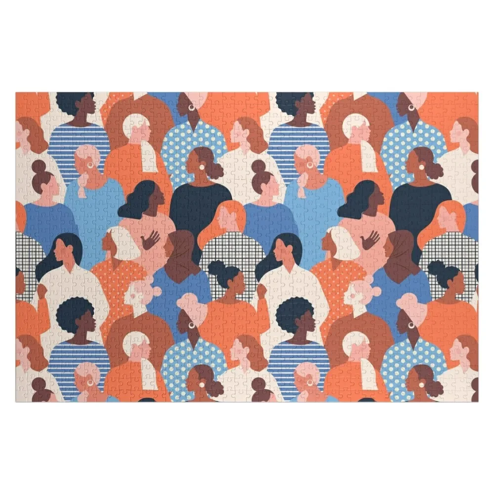 Women empowerment movement pattern. International women's day graphic. Jigsaw Puzzle Custom Wooden Name Puzzle