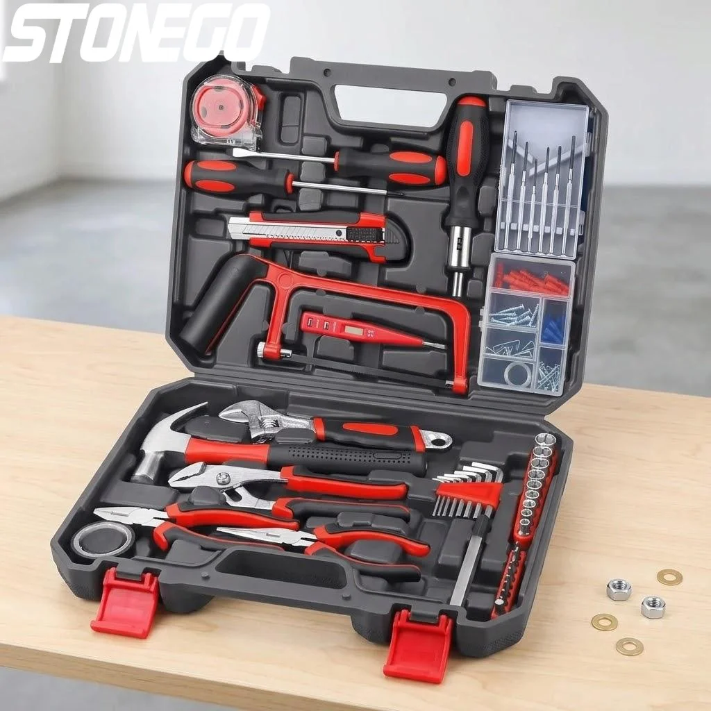 

Набор инструментов для дома и ремонта, 108 предметов: отвертки, молоток, рулетка, гаечный ключ, плоскогубцы