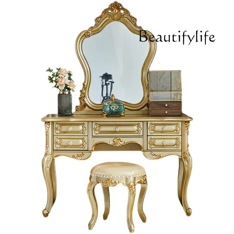 

Gold Large Storage Vanity Table Nordic Modern Space Saving Luxury Dresser Bedroom Adult Beauty Schmink Tisch Home Furniture