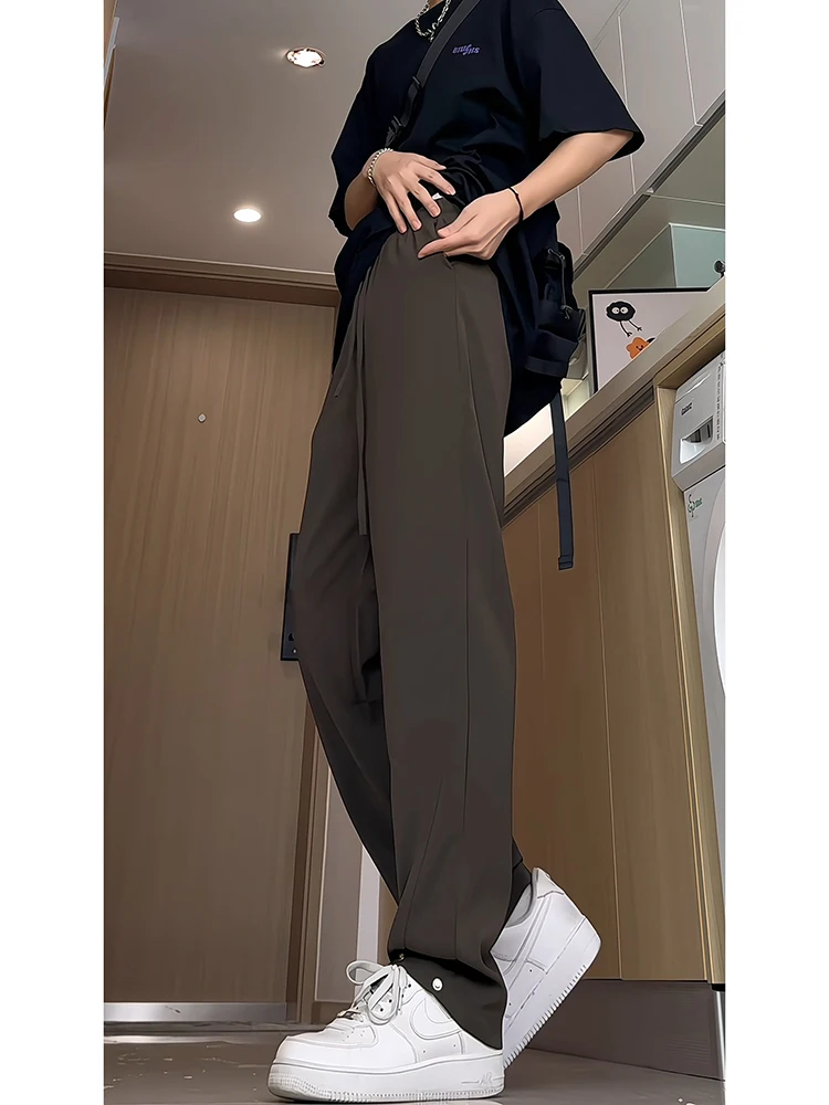 

Cleanfit Ice Silk Men's Summer Pants Narrow Flared Bootcut Waist Button Casual Trousers Straight Leg Anti-Wrinkle Faion Brand