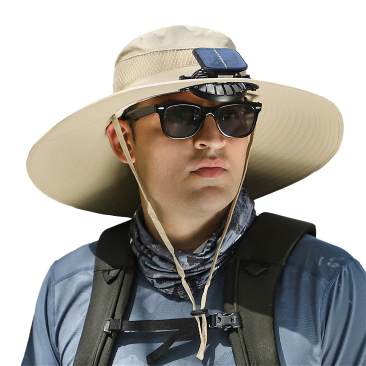 

Outdoor Wide-Brimmed Sun Hat with Solar Fan, Wide-Brimmed Solar Fan Outdoor Fishing Hat, Solar Fan Hat Khaki