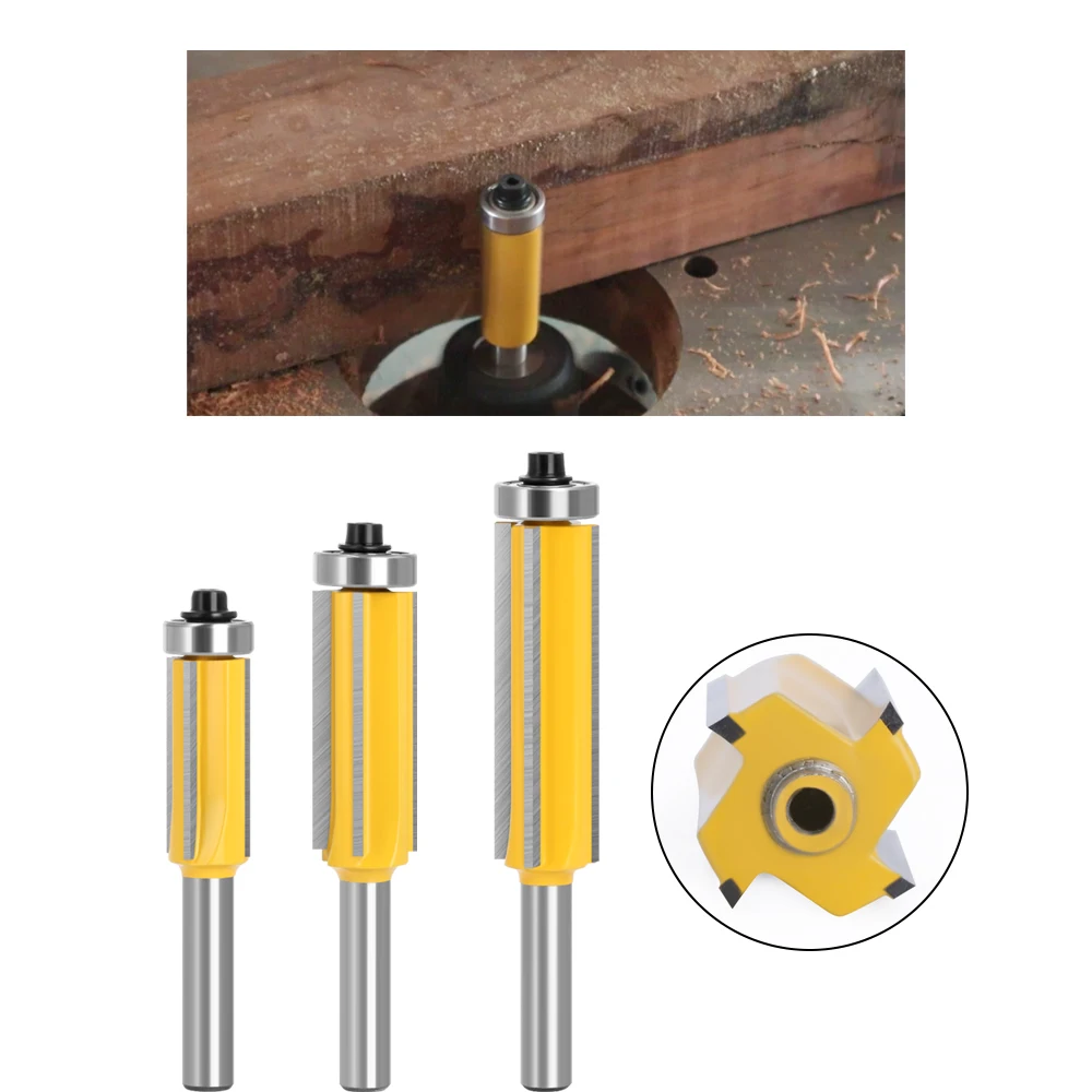 LAVIE 1pc 8mm Flush Trim Bit Z4 Pattern Router Bit Top & Bottom Bearing Bits Milling Cutter For Wood Woodworking Cutters C08-023