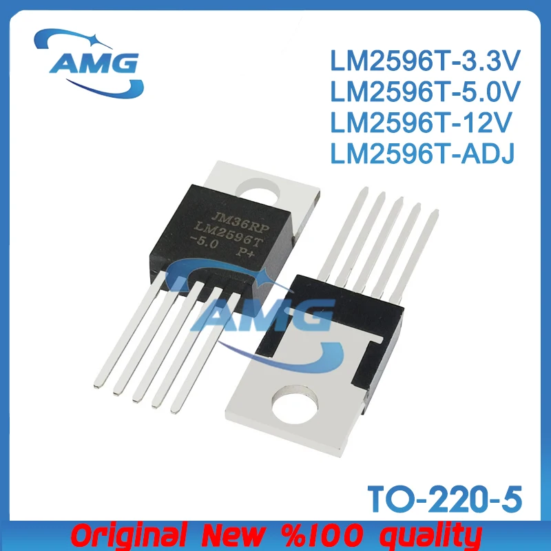 20PCS LM2596T-3.3, LM2596T-5.0, LM2596T-12, LM2596T-adJ. In-line TO-220-5 step-down regulator chip