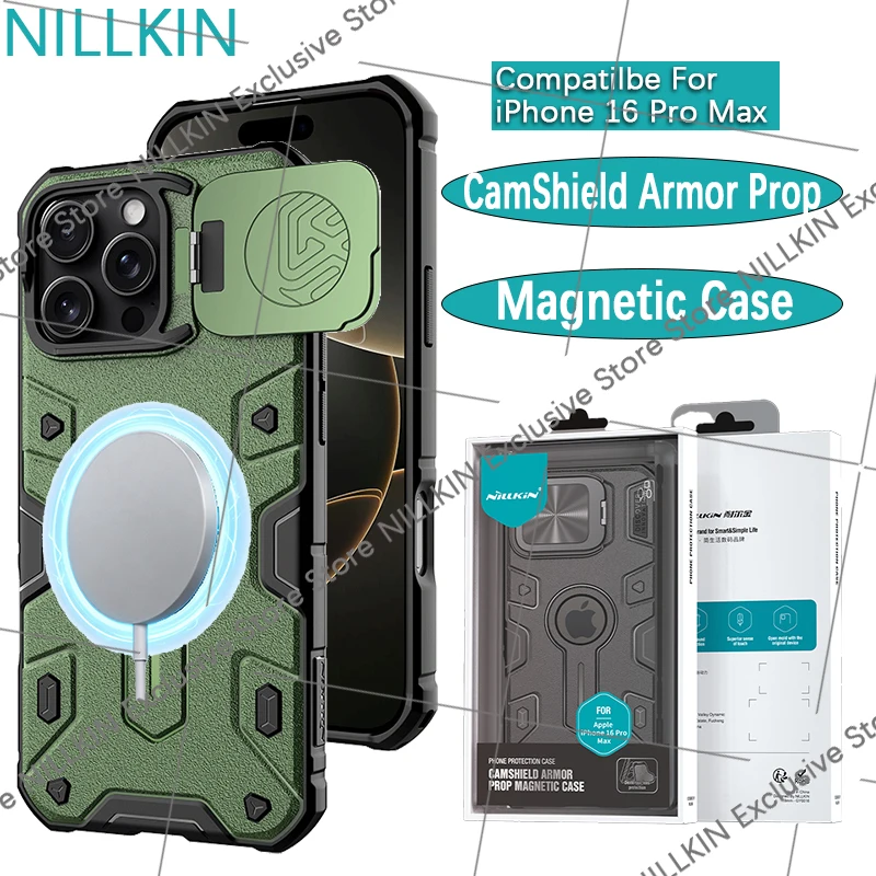 

Nillkin Case For iPhone 16 Pro Max CamShield Armor Prop Magnetic Lens cover bracket anti drop airbag phone case protective cover