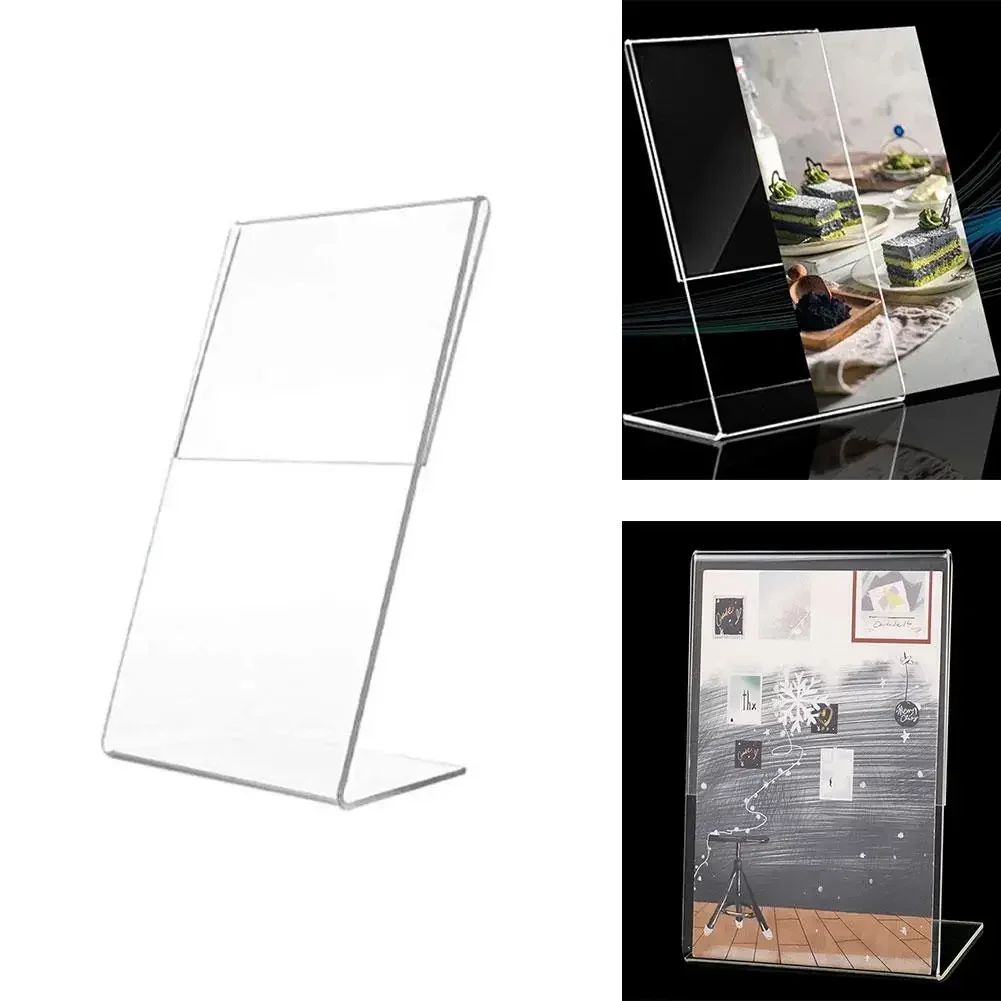 1pc Transparent Acrylic Photo Frame Display Stand Desk Display Card Holder Price Tag Clip Sign Card Holder Gift 10x15cm