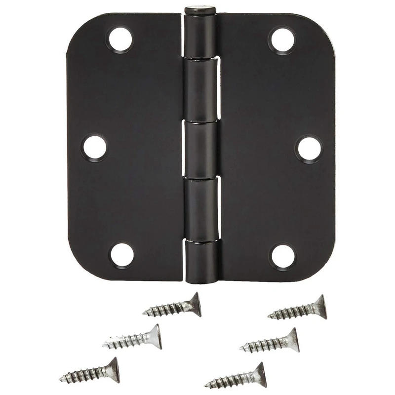 

25Pcs Black Rounded Iron Hinge 3.5 Inch 5/8R Large Rounded Iron Hinge For Civil Doors And Windows