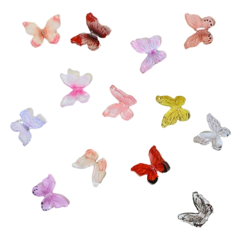 Handmade Hair Clip Butterfly Charm Decors Headband Accessories Hairpin Making Supply Pendant Keychain Ornament 20PCS