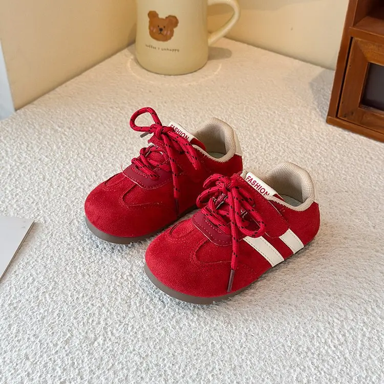 

Red Suede Walking Shoes for Girl Stylish Butterfly-Knot Toddler Shoes Kids Autumn Outdoor Sneakers Boys Trainers Tenis Infantil