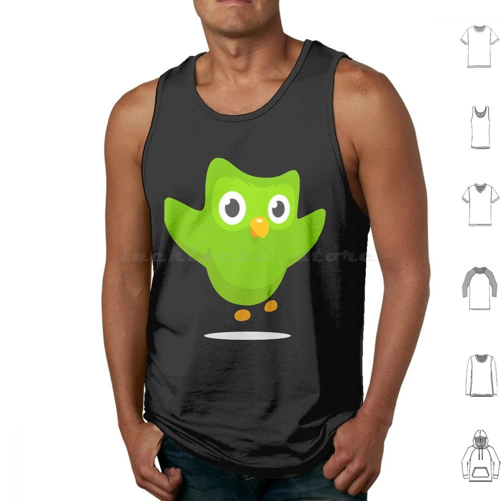 Duolingo Owl Tank Tops Vest Sleeveless Duolingo Duolingo Owl Spanish Owl Language Meme French Funny Bird Duolingo Bird