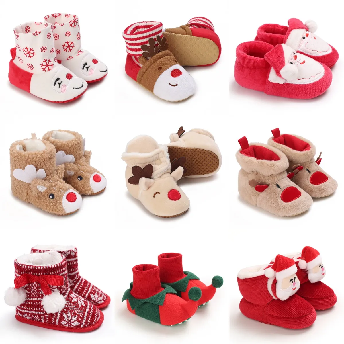 New Christmas Warm Soft Shoes Baby Toddler First Walkers Winter Baby Boy Girl Shoes Xmas Cosplay Cute Cartoon Kids Animal Shoes