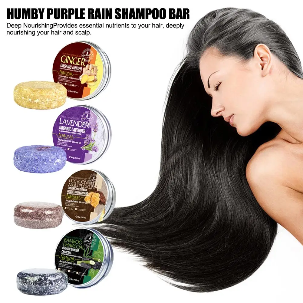 Ingwer Shampoo Riegel für graues Haar, natürliche Kräuter lila Regen Shampoo Riegel Anti Juckreiz Haarausfall pflegendes Haar erfrischendes Haar r5t1