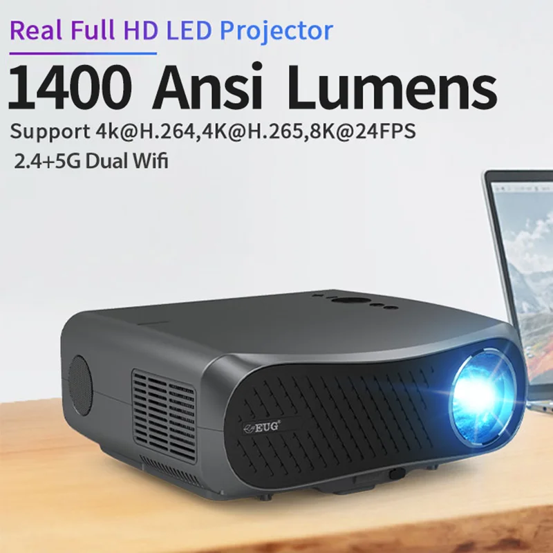 

4k Wifi Android Projector for Home Movie Theater 1400 Ansi Lumens 1080P Full HD Projector for Mobile Phone Projection Device