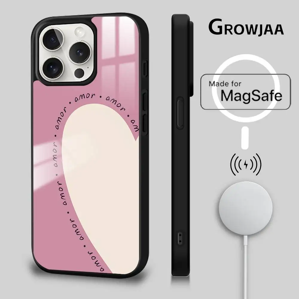 Love couple phone case for iPhone 17 16 15 14 13 12 11 Pro Max Plus Mini Magsafe Magnetic Wireless Mirror Funda