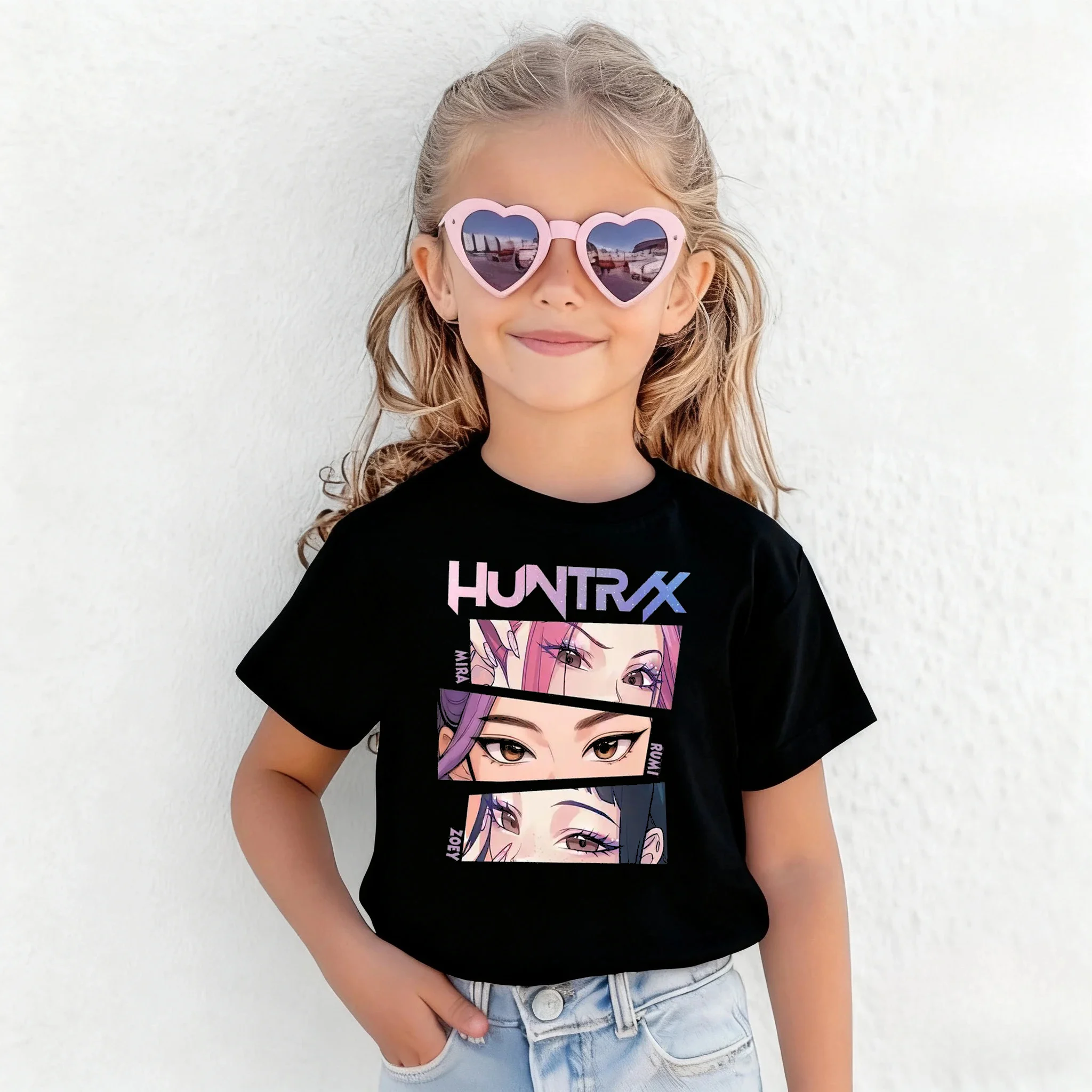 

Детская футболка Kpop Demon Hunters Comfort Colors Футболка Huntrix Girl Shirt Подарок для Kpop Fan Mira Rumi Joey Idol Group Huntrix Топы
