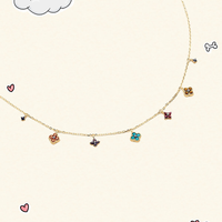 2025 New S925 Sterling Silver Gold Plated Choker Necklace Beloved Multicolor with Flowers'charms Feeling Whose Petals for Women
