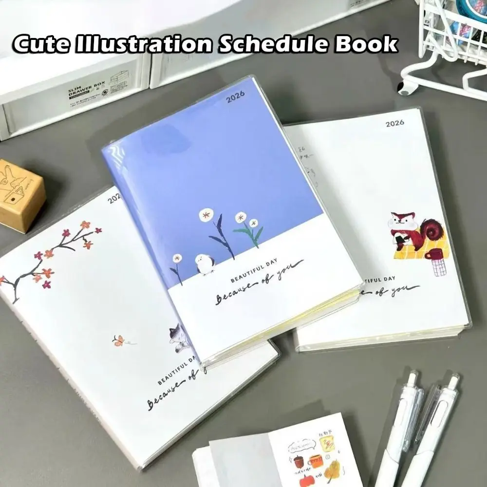 

Мультяшный рисунок в стиле иллюстрации B6, блокнот с мягкой оболочкой, список дел, 2026, блокнот, школьный офис