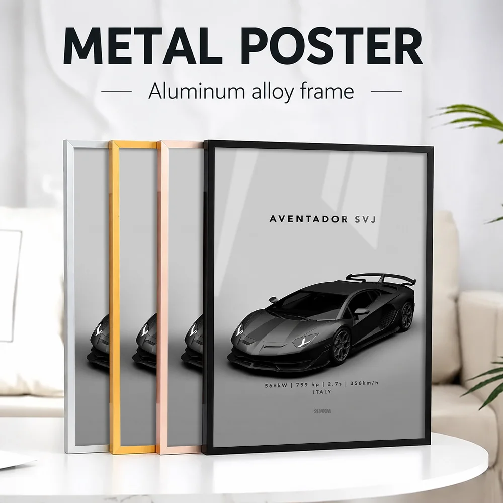 Italy Aventador SVJ Metal Poster With Aluminum Alloy Frame Customized Photo Dynamic Style Wall Art For Garage Track Lover Gift