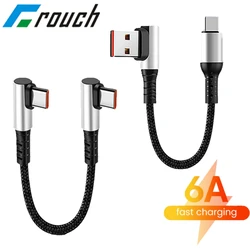 Crouch Double Elbow USB Type C Short Cable 6A Fast Charging 90 Degree USB C To C Cable For iphone 15 Android Type C Data Cord