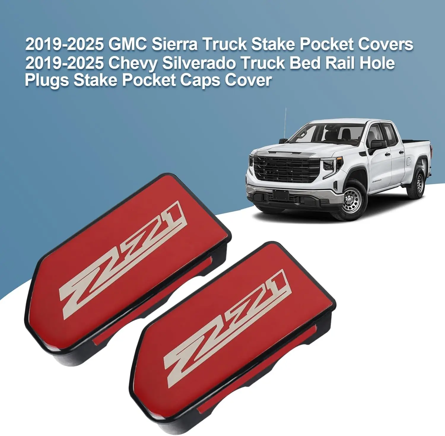 

Truck Bed Rail Caps for 2019-2025 Chevy Silverado 1500 2500HD 3500HD GMC Sierra 1500 Bed Rail Stake Hole Covers Rear Holes Plugs