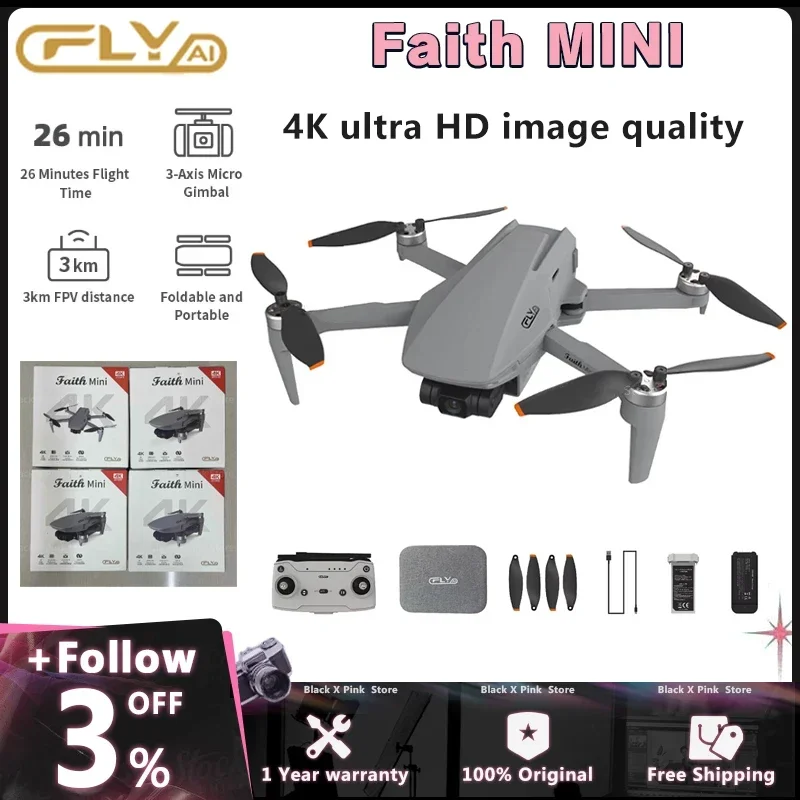 CFLY Faith MINI / Faith mini2 Drone 4K 3-Axis Gimbal Professional Camera 26 Mins Flight Time 3km Video Transmission Drones