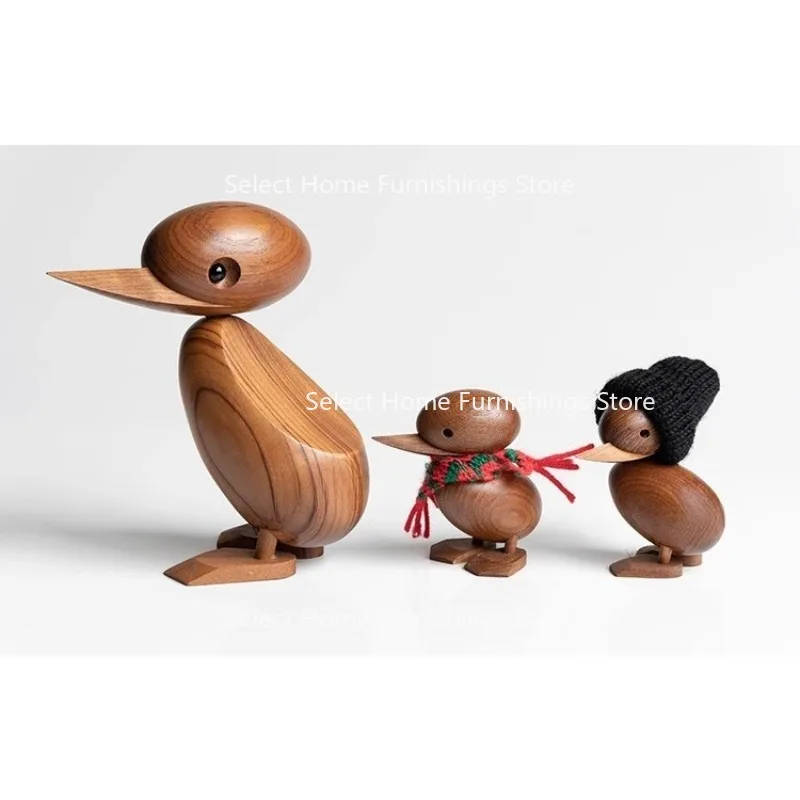 Suitable for Wood Duck Home Decoration Wall Desktop Window Ornament Puppet Gift