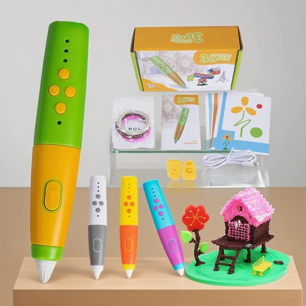 Bolígrafo de impresión 3D DIY dibujo pintura juego de bolígrafos 3D filamento PCL de baja temperatura para niños niñas regalos regalo de cumpleaños de Navidad