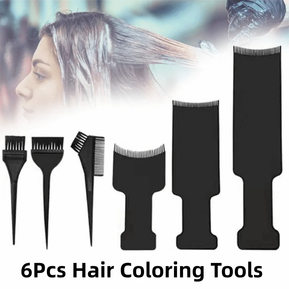 

6Pcs/Set Professional Hair Coloring Tools with Scrubbing Brush Hairdressing Dual-Sided Hair Applicator Brush Tail Comb Durable