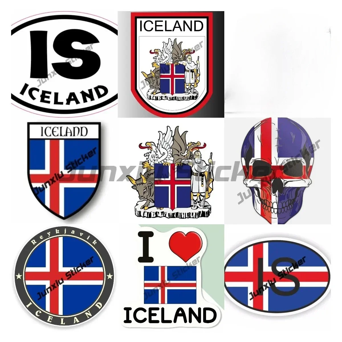 

Iceland Decals Island Islande Sticker Iceland Country Code IS Iceland Coat of Arms Stickers Hood Decal for SUV Car Side Sticker