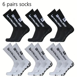 6 Pairs Breathable Football Socks Men Women Sports Socks Non-slip Silicone Bottom Soccer Baseball Socks Outdoor Sport Yoga Socks